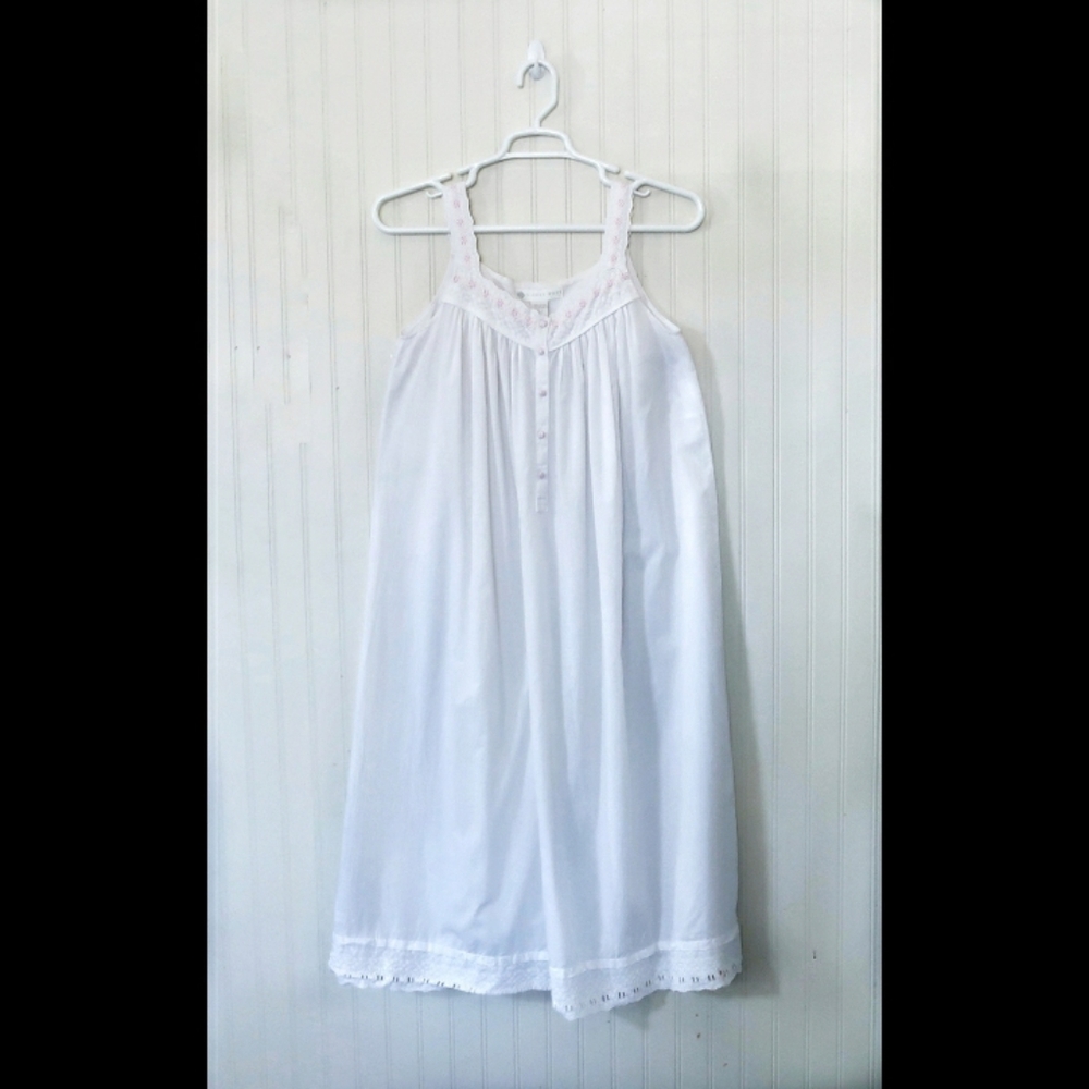 Eileen West Nightgown Longline White Small Granny Cottage Core Romantic